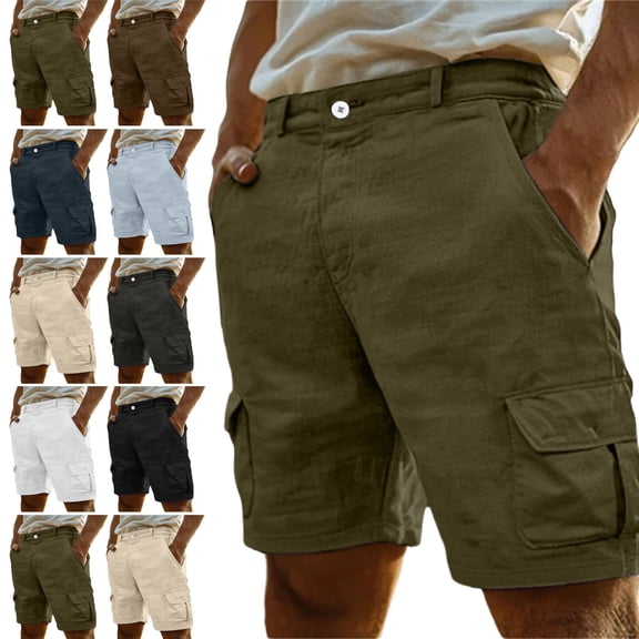 Axiiglly Cargo Shorts for Men Casual Loose Button Shorts with Pockets Summer Workout Shorts S-3XL