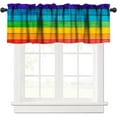 thumbnail image 1 of Rustic Rainbow Wooden Valance Curtain Colorful Farmhouse Multicolor Wood Country Rod Pocket Valance Window Treatments 1 Panel Short Curtains for Kitchen Living Room Decor 54x18 in, 1 of 5