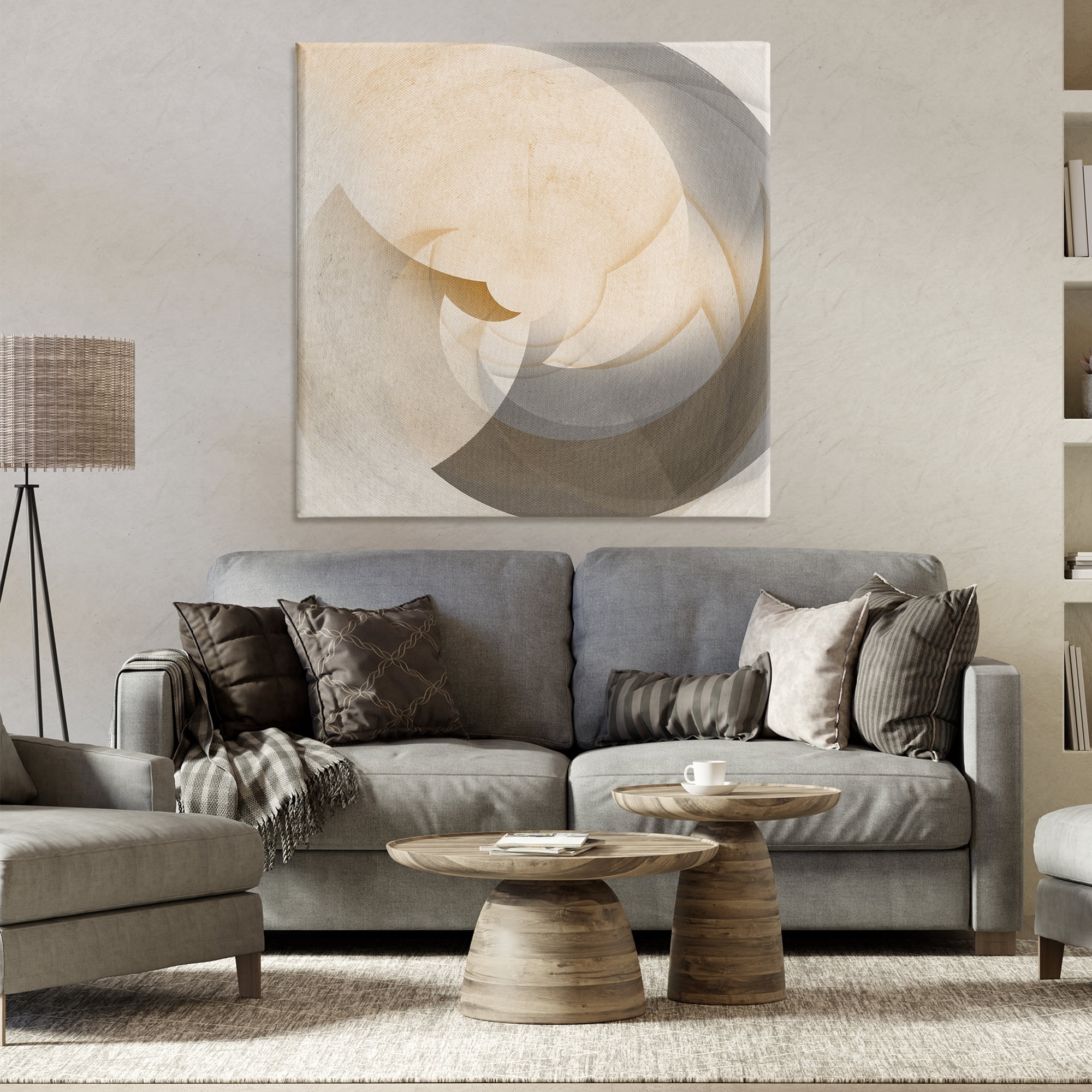 Stupell Industries Shadowed Form Curve Abstract Painting Wrapped Canvas Art Print Wall Art, 36 x 36