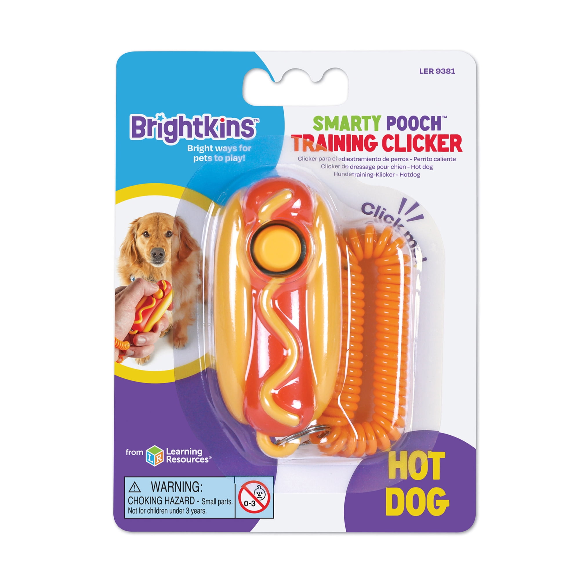 Brightkins Smarty Pooch Hot Dog Training Clicker with Wrist Strap, Pet Behavior Reinforcement for Dog and Puppy