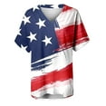 thumbnail image 5 of BRGZLK Women's Independence Day Plus Size Tops Classic American Flag Print Tees Loose V Neck Short Sleeve Blouse T-Shirt White M, 5 of 5