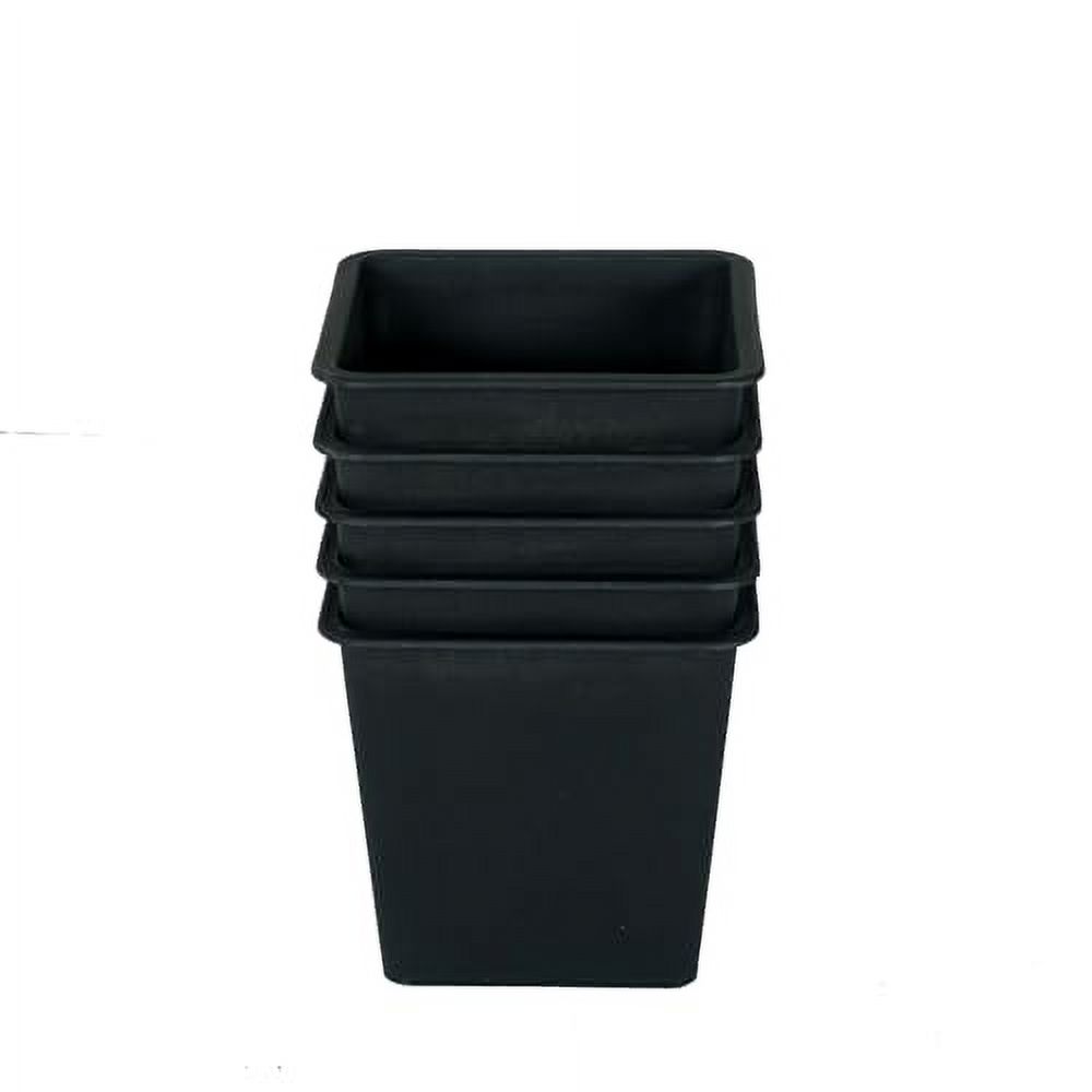 6.3" Square Nursery Plant Pot, Garden Plastic Pots with Drainage (5 pack)