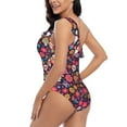 thumbnail image 4 of Sikiie Apricot color Skull flower Print Women One Piece Swimsuits Tummy Control One Shoulder Bathing Suits Ruffle Swimwear, From S to XXL-XX-Large, 4 of 6