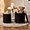 Black, variant on Round Storage Ottoman Set of 2 Sherpa Storage Ottoman Chair Makeup Vanity Stool Chair Multifunctional for Living Room, Bedroom, Dining Room (Pink)