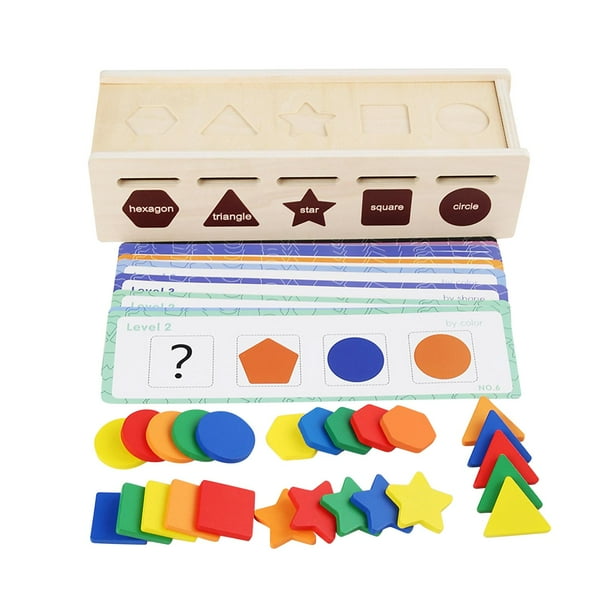 Juguete de clasificación de colores con forma de madera, bloques geométricos , juguete de actividades preescolares de aprendizaje temprano para