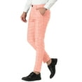 thumbnail image 4 of INSPIRE CHIC Men's Plaid Slim Fit Flat Front Dress Pants with Pockets 30 Pink, 4 of 6