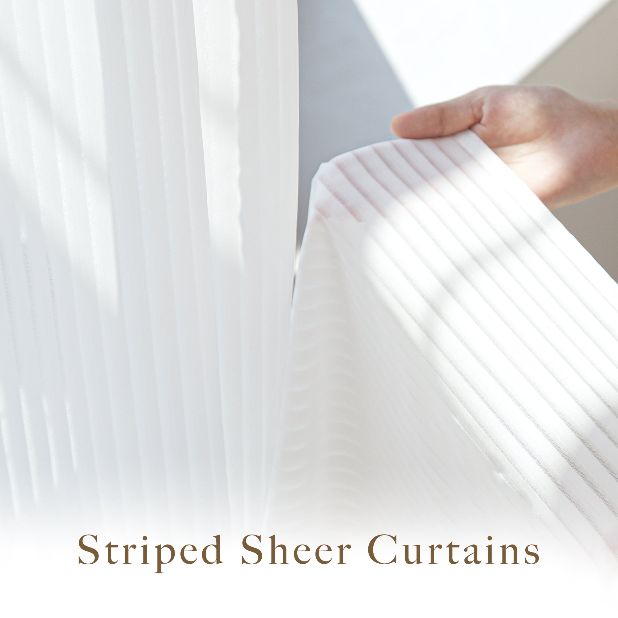 NICETOWN Sheer Curtains for Kitchen, Sheer Privacy Curtains Vertical Striped transparent texture Light Filtering Living Room Curtains Grommet Sheer Curtain Panels, White, 52"x63", 2 Panels