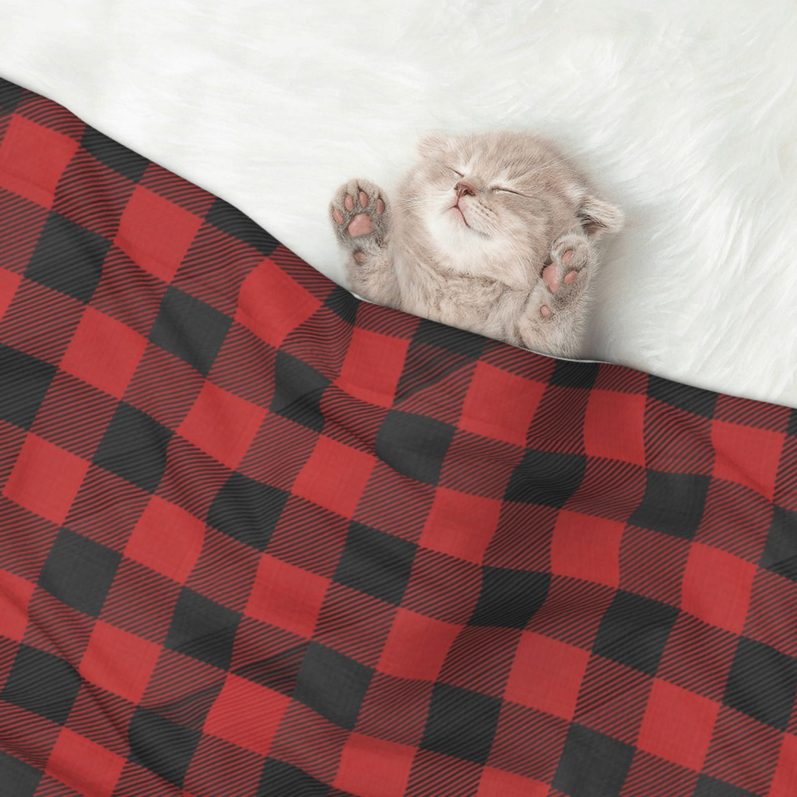 Naloa Red Black Plaid Dog Blanket, 3 Sizes Cat Blanket for Indoor Cats Large Medium Small Dog Gifts-Small