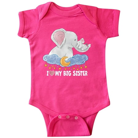 

Inktastic I Love My Big Sister Cute Elephants with Moon and Stars Gift Baby Boy or Baby Girl Bodysuit