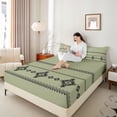 thumbnail image 3 of Erosebridal Western Aztec Geometric Bed Sheets,Green Black King Sheets For Adult 4pcs, 3 of 6