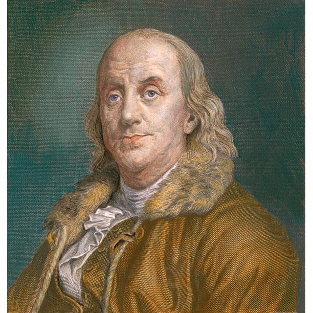 Benjamin Franklin (1706-1790) In 1883 Portrait. Franklin Did Not Wear The Powdered Wigs And Elaborate Tailored Suits Of