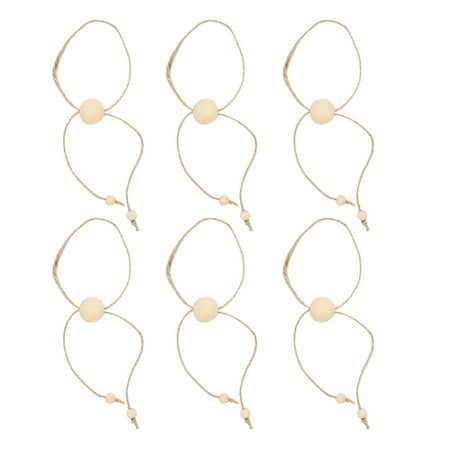 

XIEC 6Pcs Serviette Circles Polished Surface Ornamental Tassels Trim Western Dinner Rustic Wood Serviette Rings Restaurant Supplies