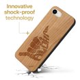 thumbnail image 3 of Case Yard Wooden Case Outside Soft TPU Silicone, Slim Fit Shockproof Wood Protective Phone Cover for Girls Boys Men and Women, Supports Wireless Charging Aloha Hand Sign Design case for iPhone-SE, 3 of 7