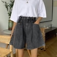 thumbnail image 4 of XIAONU Women's High Waist Denim Shorts Wide Leg Pleated Bottoms Stretchy Casual Weekend Shorts Grey, 4 of 4
