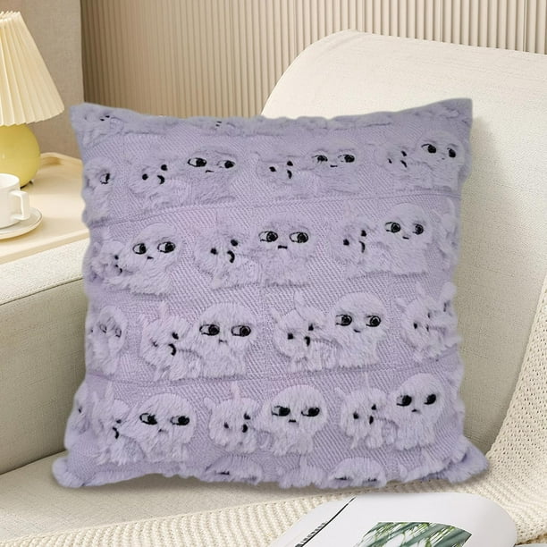 Three-dimensional Face-Shaped Plushy Pillow Living Room Sofa Cushion Cover With Lumbar Support Couple's Holiday Gift Pillowcase