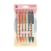 U Brands Laguna Ballpoint Pens, 6 Count, Colorful Cubist, Bold (1.0mm) Point, Black Ink