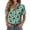 A004-Green, variant on Spooky Ghost Pumpkin Print Womens Button Down Halloween Shirts Short Sleeve V Neck Collar Fall Holiday Halloween Blouse Tops