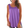 thumbnail image 2 of XuJwPNcy Summer Tank Tops for Women Loose Fit Pleated Scoop Neck Sleeveless Tops Curved Hem Flowy Trendy Clothes Outfits, 2 of 6