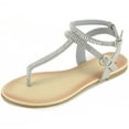 thumbnail image 6 of Alpine Swiss Womens Rhinestone T-Strap Sandals Ankle Strap Flat Summer Shoes, 6 of 6