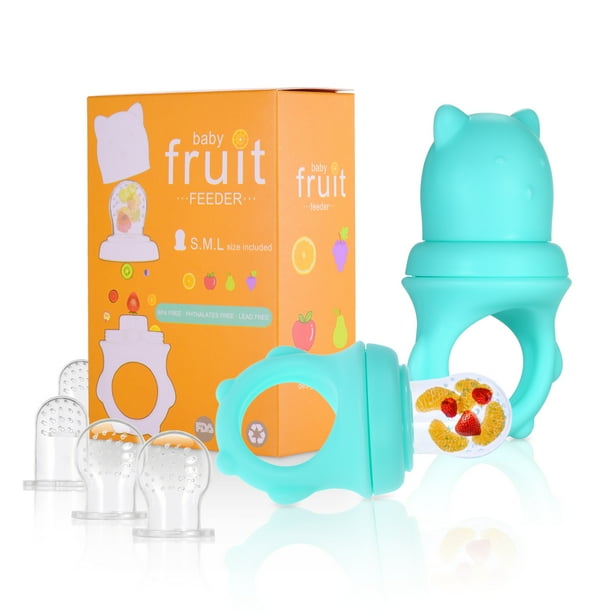 Chupete de silicona Alimentador de alimentos para bebés, alimentador de frutas, chupetes para aliviar la dentición con chupetes de silicona S / M / L de 3 tamaños para bebés, paquete de 2 unidades TOMSHOO Chupete de silicona