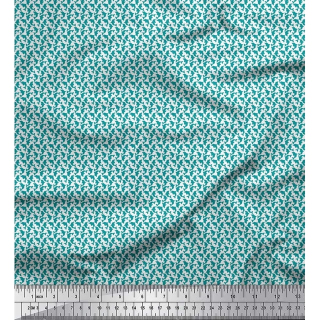 Soimoi Georgette Viscose Fabric Dolphin Small Print Fabric by The Yard 42 Inch Wide