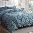 thumbnail image 2 of Duvet Cover Queen Size - Reversible Pintuck Duvet Cover Set with Zipper, 2 of 7