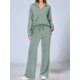 thumbnail image 4 of Conjuntos de Dos Piezas para Mujer, Cuello en V, Conjuntos Casuales A Juego, Ropa de Estar por Casa, Ropa de Otoño, Conjuntos de Viaje, Moda Verde M, 4 of 6