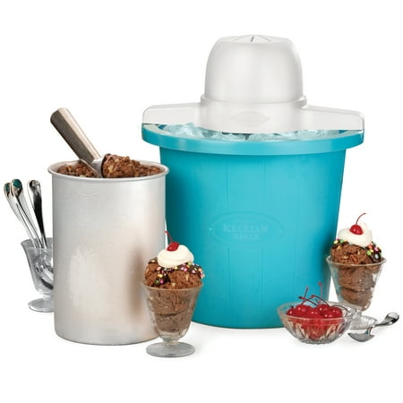 Nostalgia 4-Quart Blue Bucket Electric Ice Cream Maker,