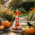 thumbnail image 7 of Cififendec Halloween Witch Goose Outfit Set, Ruffled Witch Hat Ghost Cape and Pumpkin Treat Bag for 23" Front Porch Goose Statue Dressing, 7 of 7