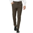thumbnail image 1 of INSPIRE CHIC Men's Plaid Dress Slim Fit Checked Business Pants with Pockets 32 Brown, 1 of 7