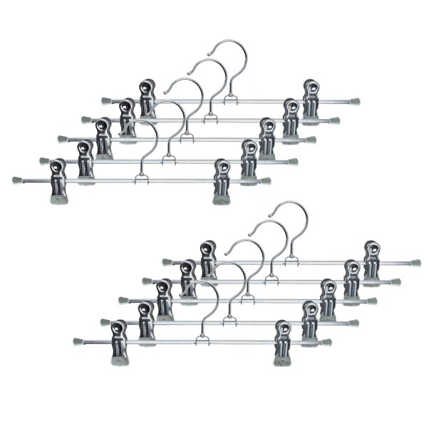 Percha de Ropa Antideslizante para Pantalones y Faldas con Dos Clips Antideslizantes, Estilo K/30D, 12 Pulgadas, Juego de 10