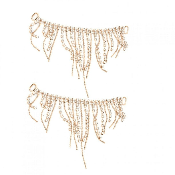 Cadena de borlas, 2 uds., cadena de borlas de diamantes de imitación, hebillas de borlas de diamantes de imitación, accesorios de ropa de alta capacidad Jadeshay A