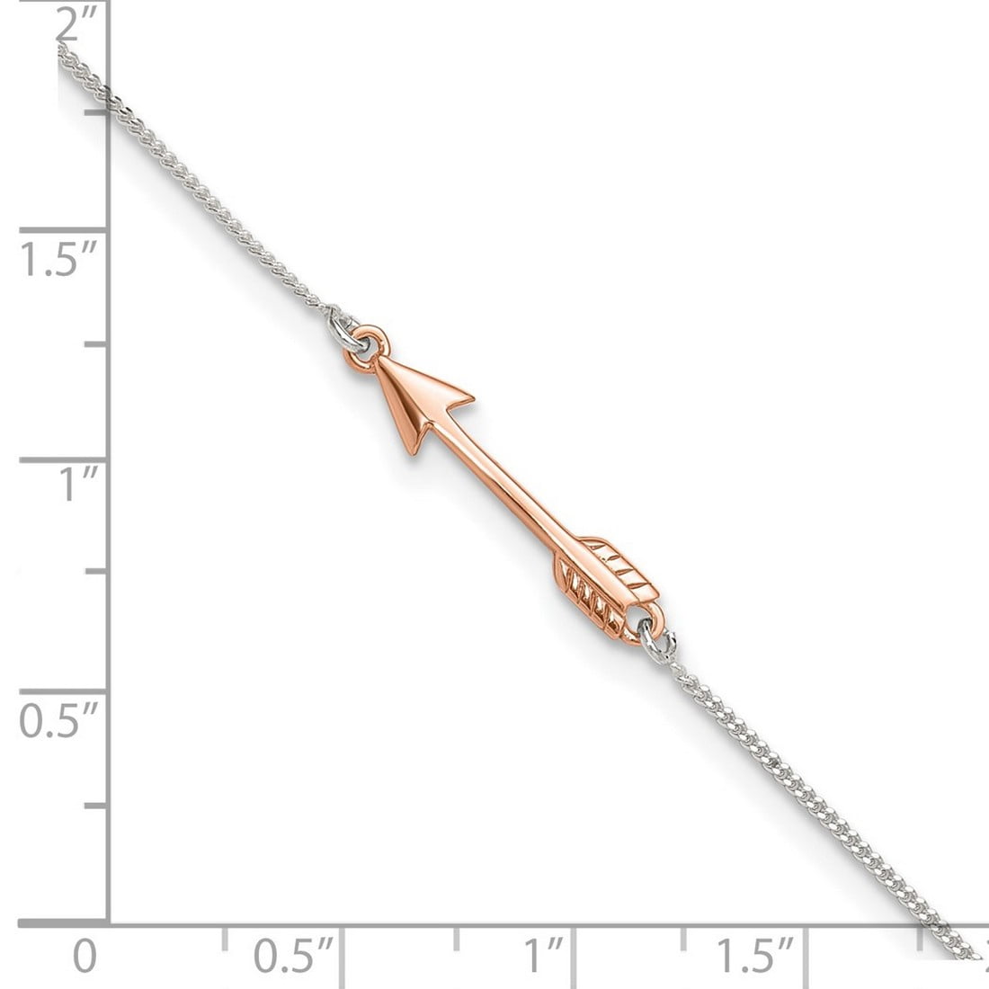 5mm 925 Sterling Silver With Rose-tone Polished Arrow Plus 1in Extension Anklet 10 Inch Anklet for Women