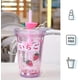 thumbnail image 2 of Botella de agua Kawaii de 15 oz con brillo de paja Botella de agua de doble pared con paja Taza Kawaii Botella de agua de fresa Tazas Kawaii Cosas Kawaii Aguacate Gi, 2 of 4