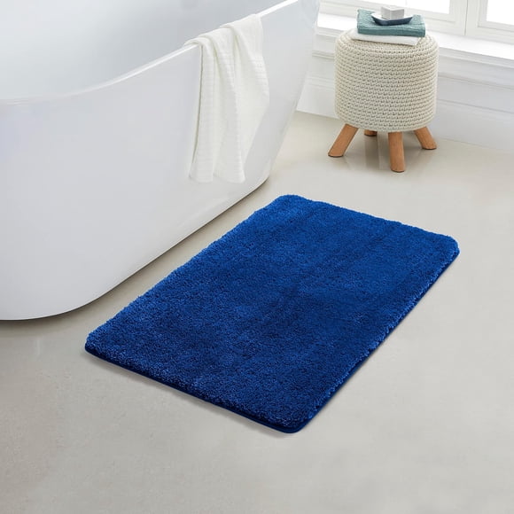 YHF Bathroom Rugs 20" X 32", Extra Thick & Soft Microfiber Shaggy, Machine Washable Bath Mats, Absorbent Bath Rugs, Non-Slip Rubber Backing Bath Mat for Bathroom Floor, Tub and Shower, Royal Blue