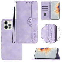 Wallet Case for iPhone 12 Pro Max, [RFID Blocking][Kickstand][Magnetic Closure] Flip Folio Wallet Case PU Leather Card Slots and Detachable Hand Strap Phone Case For iPhone 12 Pro Max, Purple