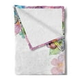 thumbnail image 2 of Floral Soft Flannel Fleece Throw Blanket, Watercolor Design Vivid Spring Petals and Butteefflies Frame, Cozy Plush for Indoor and Outdoor Use, 70" x 90", Multicolor, by Ambesonne, 2 of 5