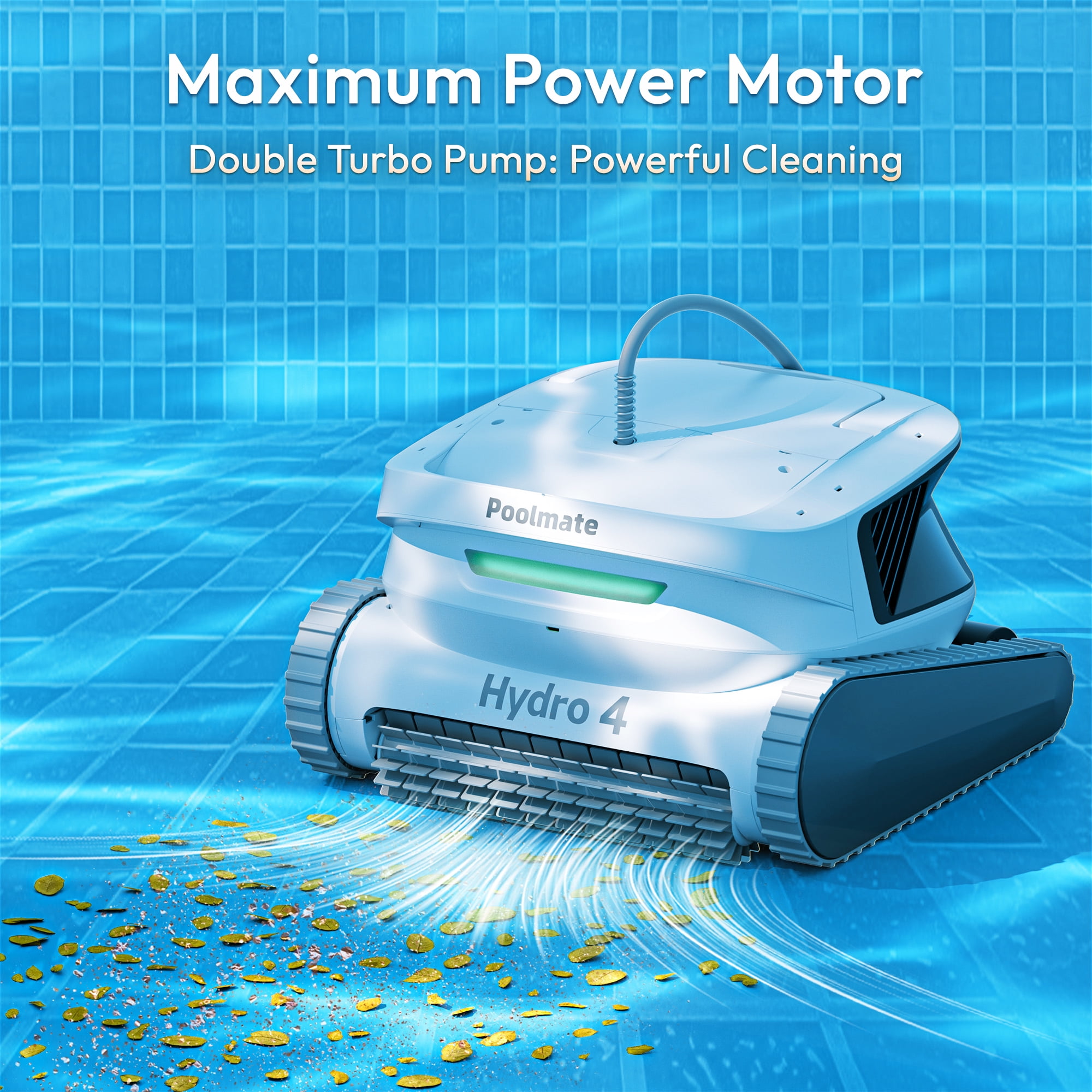 Hydro 4 Cordless Robotic Pool Cleaner,Pool Vacuum for Inground Aboveground Pools, 4.1L Filter Basket, Floor Wall Waterline Cleaning, Pool Cleaner Robot Ideal for Pools up to 50 FT in Length