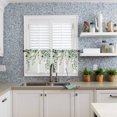 thumbnail image 6 of Half Window Curtain 36 Inches Long, Eucalyptus Leaves Window Treatment Curtain Drapes, Teal Botanical Summer Watercolor Small Tier Curtains for Bathroom Over Sink, 27.5"x36", 2 Panels, 6 of 7