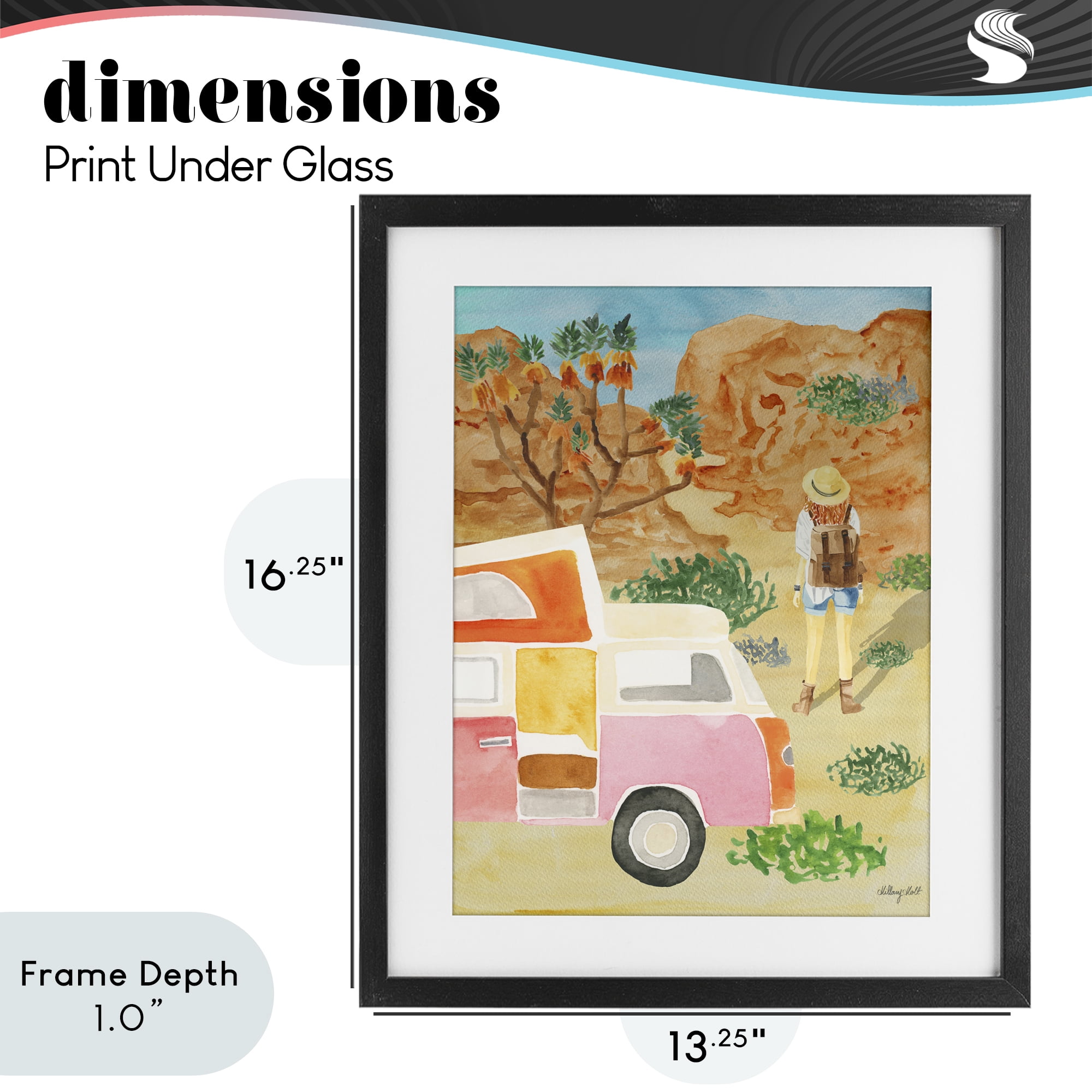 Stupell Industries Mojave Desert Road Trip Black Framed Print Under Glass, design by Hillary Holt
