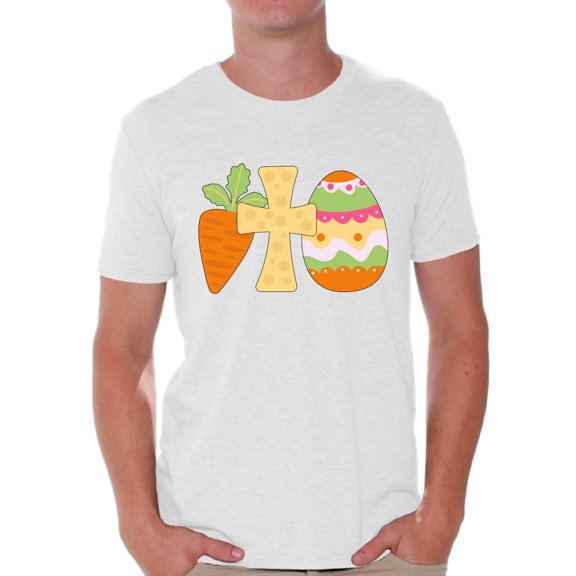 Happy Easter Men's T Shirt Easter Party 2021 Outfit Easter Egg Graphic Novelty Tee Christian Cross Gifts for Him