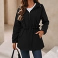 thumbnail image 3 of Dvprdro Women Water Resistant Zip Up Hooded Jacket Long Sleeve Ruffle Drawstring Waist Versatile Casual Outerwear with Zipper Side Pockets for Daily Outdoor Spring Autumn Wear, 3 of 8