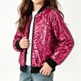 thumbnail image 2 of Tqyyweavej Toddler Boys Girls Sequin Bomber Jacket Glitter Zip Up Long Sleeve Jacket Sparkly Versatile Outwear Coat with Pockets for Party 2-13Y, 2 of 10