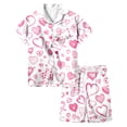 thumbnail image 2 of YUEHUA Toddler Kids Girls Pajama Set Silky PJS Button-Down Sleepwear Valentines Nightwear Loungewear Clothes Set Gifts, Size 10-11 Years, 2 of 4