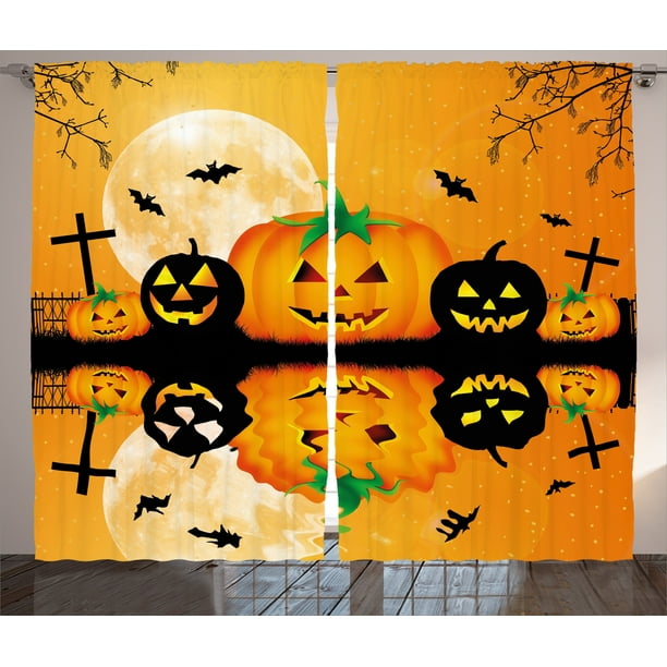 Halloween Decorations Curtains 2 Panels Set, Spooky Carved ...