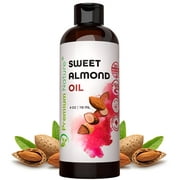 Sweet Almond Oil Carrier Oil - Cold Pressed Pure Natural Body Massage Oil Carrier Oil for Essential Oils Mixing, Baby Oil Dry Skin Face Hair Moisturizer Makeup Remover 4 oz