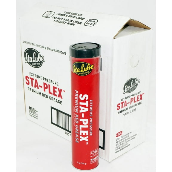 Case of 10 CRC SL3190 STA-LUBE Sta-Plex Extreme Pressure Premium Red Grease 14oz