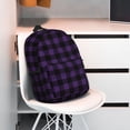 thumbnail image 3 of Easygdp Purple Black Plaid Mochila Ligera de 15 Pulgadas para Estudiantes, Mochila Cómoda para la Escuela y Viajes, Correas Ajustables, 3 of 6