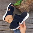 thumbnail image 2 of Xfvqtps Wedge Sandals for Women Slide Knit Mesh Hollow out Cutout Breathable Soft Sole Non Slip Comfortable Walking Beach Summer Slippers Dark Blue, 2 of 9