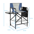 thumbnail image 4 of Tcbosik Folding Directors Chair with Side Table and Cup Holder, 26" Seat Height Portable Camping Chair with Storage Pocket and Footrest for Lawn, Backyard, Gray & Navy, 4 of 11